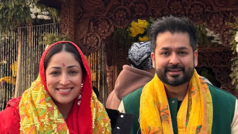 Yami Gautam And Aditya Dhar Seek Blessings At Himachal's Maa Baglamukhi Temple After <i>Dhurandhar's</i> Success