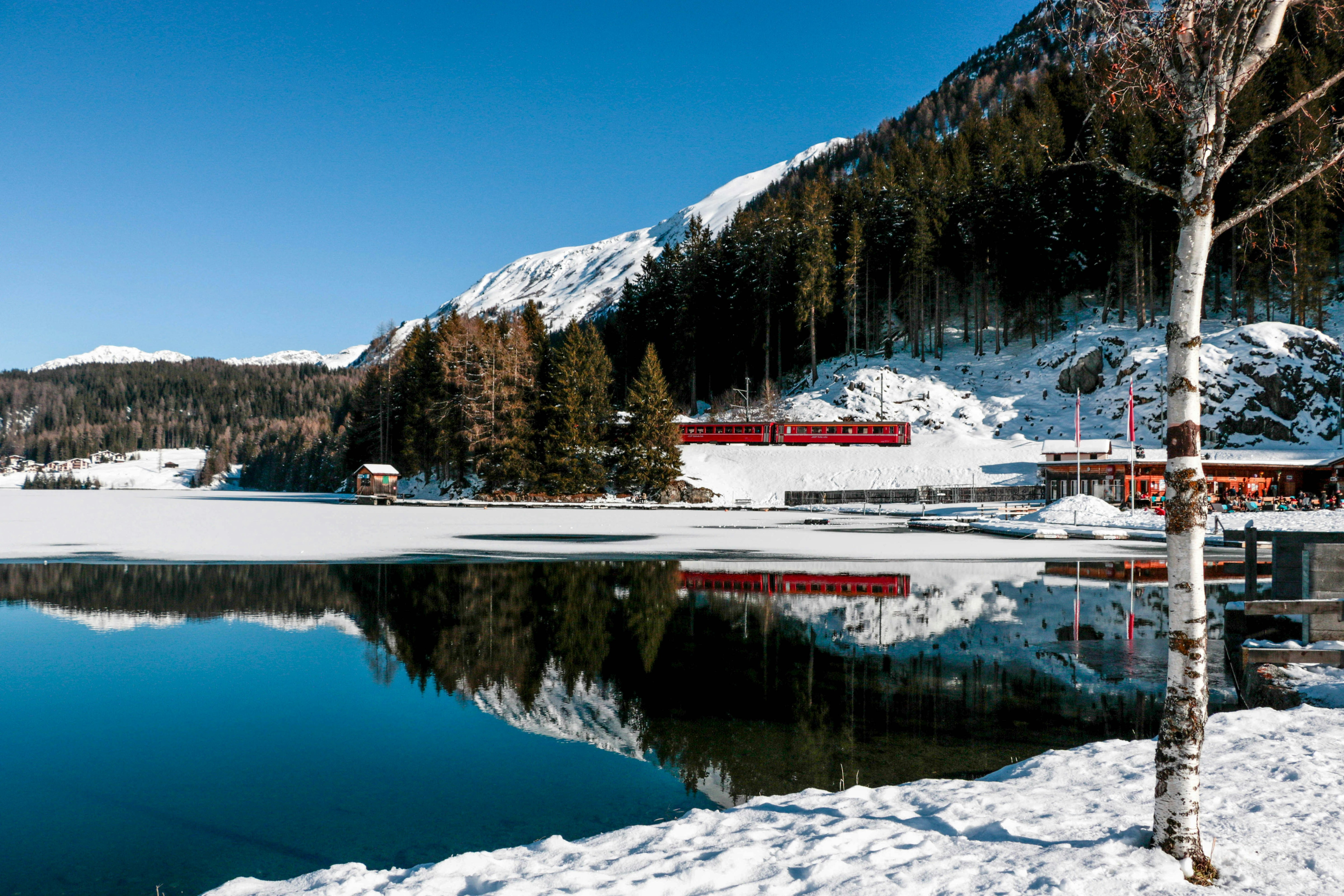 Scenic alpine views of Davos surrounded by pristine mountains and valleys.