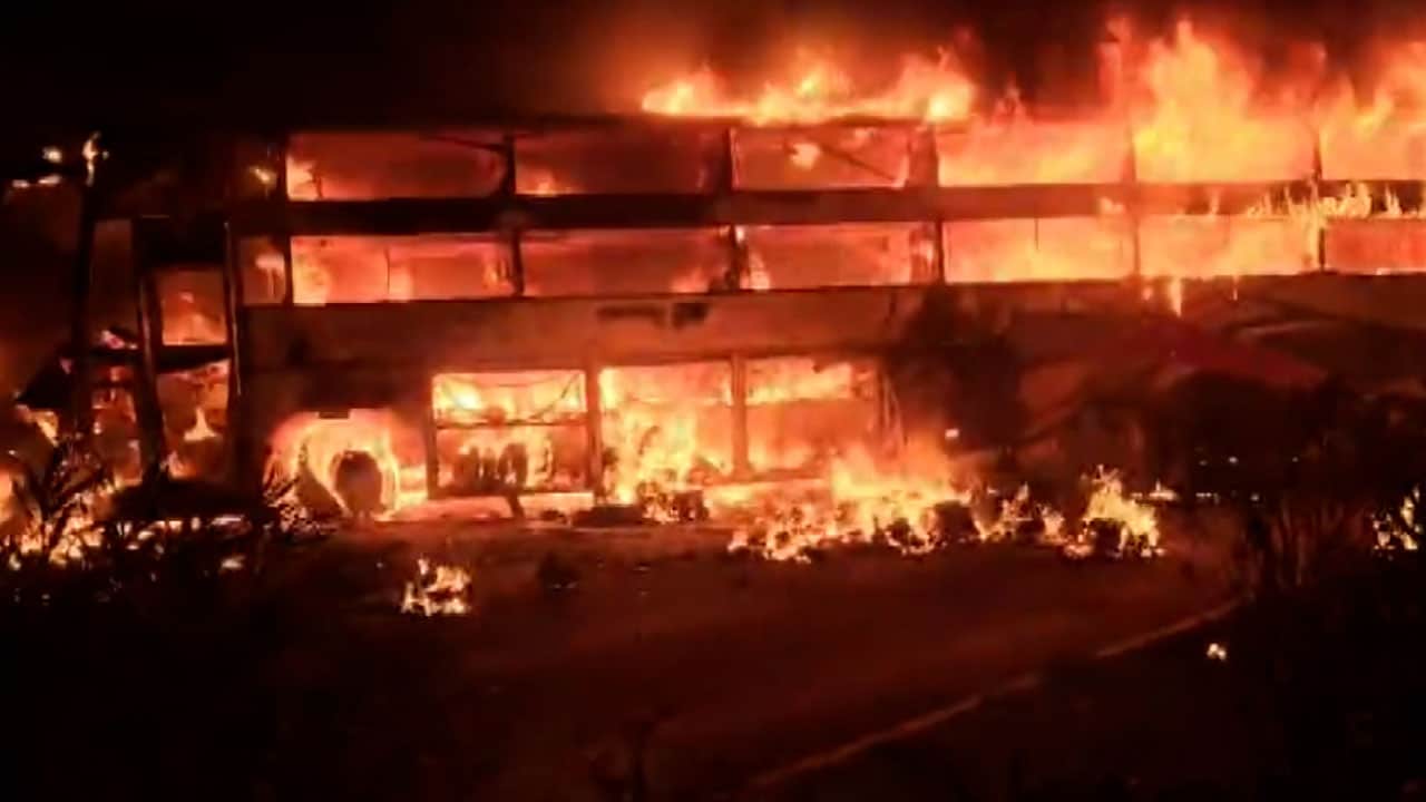 3 Killed As Bus, Truck Burst Into Flames After Collision In Andhra Pradesh