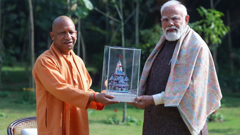 Yogi Adityanath Meets PM Modi, Gifts Him Ram Mandir Replica