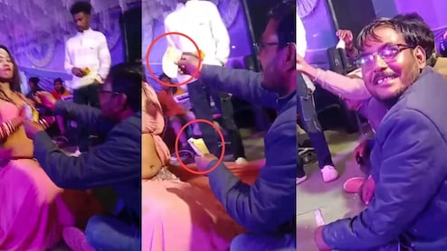 नाचा मंच पर नोट उड़ाते रोजगार सहायक का वीडियो वायरल, &nbsp;नोट कांड से गरियाबंद&ndash;सूरजपुर के बाद अब कोरिया में बवाल