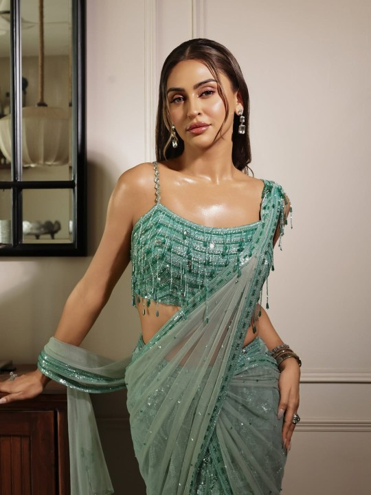 Krystle Dsouza Slays in Shimmery Sage Drape