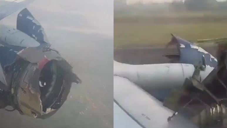 On Camera, Midair Explosion Leaves Jet Engine Shredded, Passengers Terrified