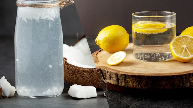 Coconut water and nimbu paani are both naturally hydrating drinks