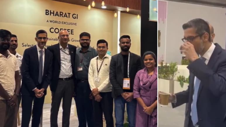Watch: Google CEO Sundar Pichai Goes 'Wow' After Sipping Bharat GI Coffee