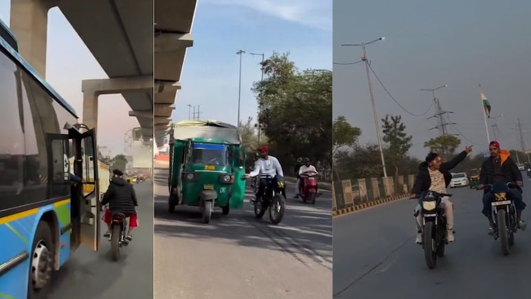 चलती बसों और गाड़ियों का खोल रहा था दरवाजा, इन स्टंटबाजों का पुलिस कब करेगी इलाज?
