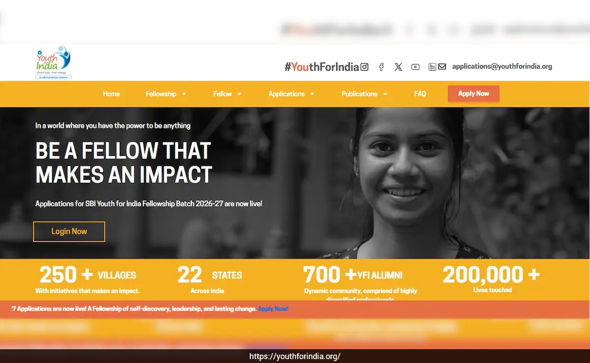 SBI Youth For India Fellowship 2026 Registration Begins, Check Eligibility