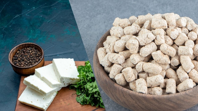 Paneer and soya chunks are rich sources of protein and have varying nutrient profiles
