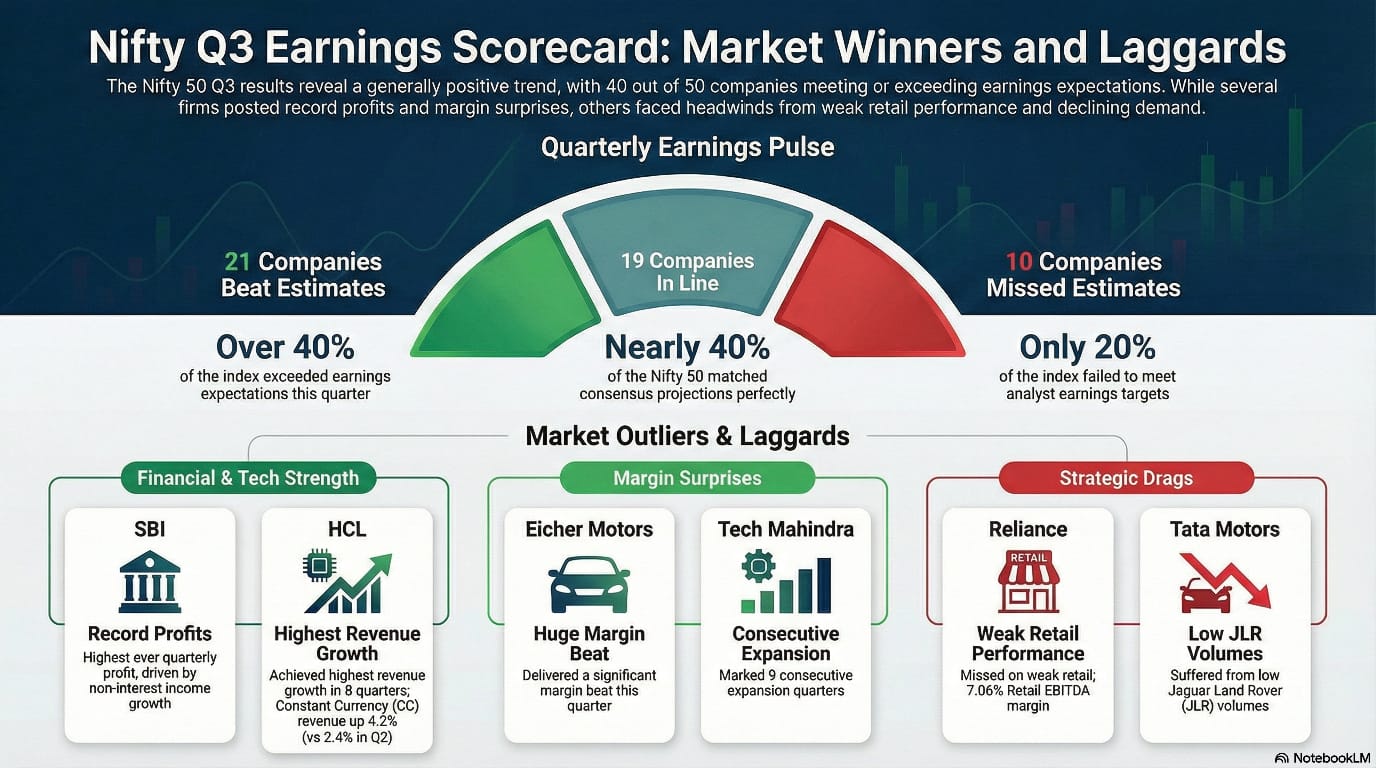Heres an overview of how the Nifty 50s Q3 earnings looked like.