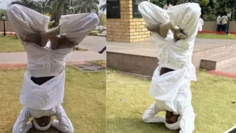 मध्य प्रदेश विधानसभा में &lsquo;शीर्षासन&rsquo; की राजनीति! कांग्रेस MLA बाबू जंडेल का FIR के विरोध में अनोखा प्रदर्शन