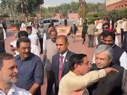 Rahul Gandhi Walks Up To Ministers Briefing Reporters, They Leave