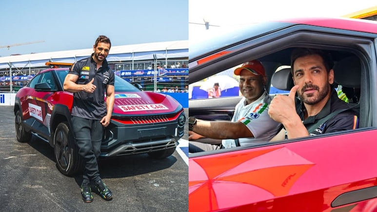 John Abraham Takes Ride In Mahindra BE6 Safety Car At Indian Racing League Event