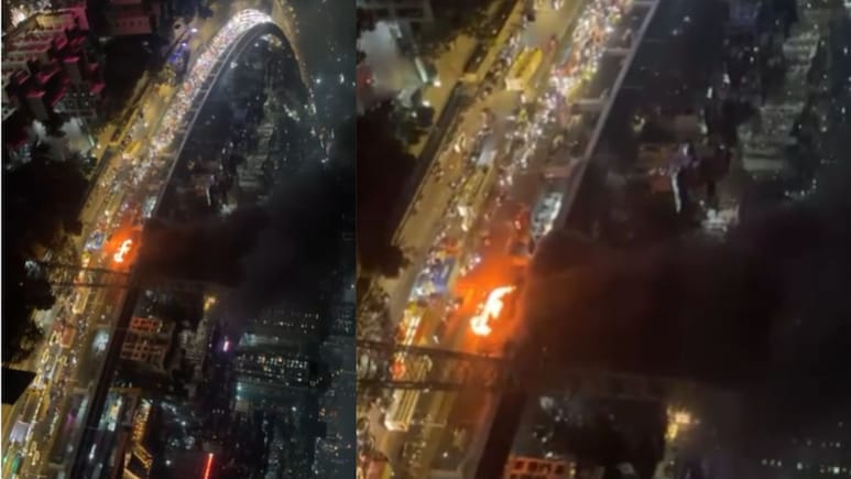 Mumbai News : मुंबईत धावत्या बर्निंग बेस्ट बसचा थरार; धक्कादायक व्हिडिओ आला समोर&nbsp;