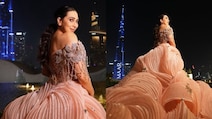 Karisma Kapoor Brings Bridgerton Glamour To Dubai In A Peach Gown