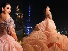 Karisma Kapoor Brings <i>Bridgerton</i> Glamour To Dubai In A Peach Gown