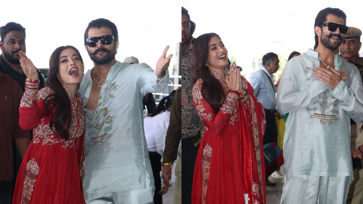 Vijay-Rashmika's Namaste At Udaipur Airport In First Appearance As Newlyweds