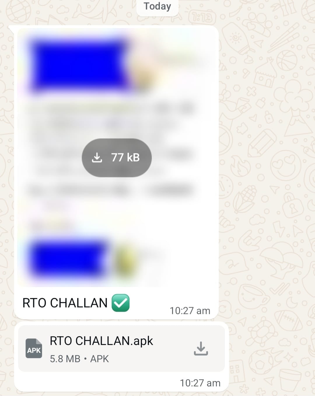 फोन पर आया फर्जी चालान मैसेज