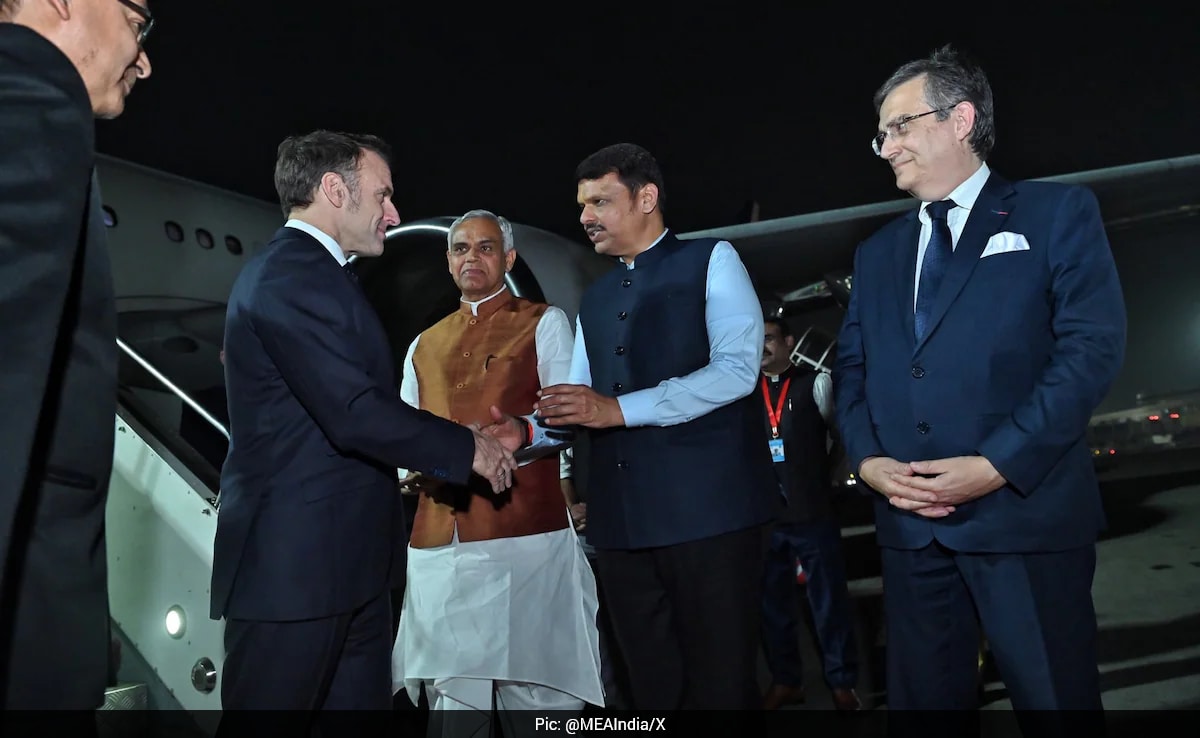 French President Macron Arrives In Mumbai For AI Summit, Bilateral Talks