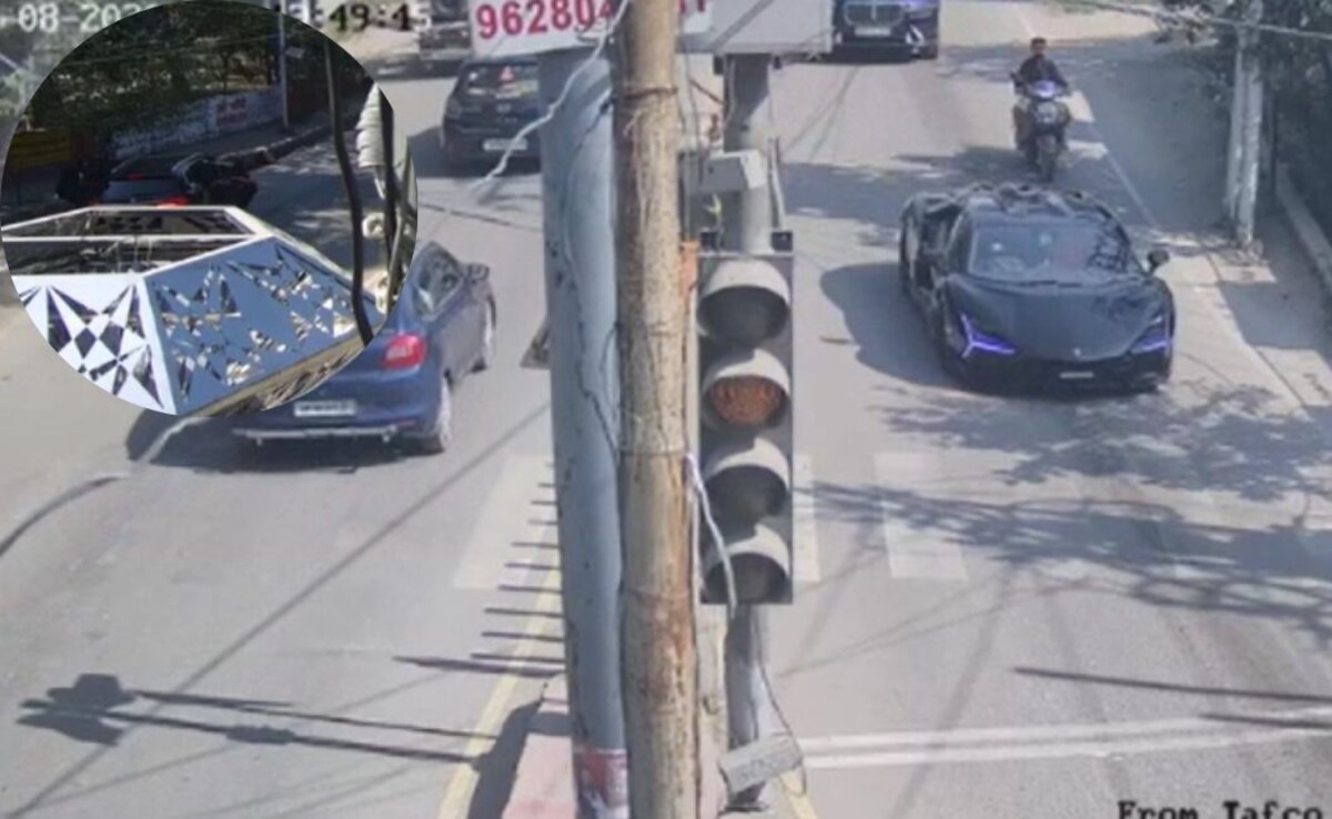 कानपुर लेम्बोर्गिनी हादसे के वक्त का CCTV फुटेज, टक्कर मारते ही आरोपी शिवम के बाउंसर उसे उठाकर ले भागे, वीडियो