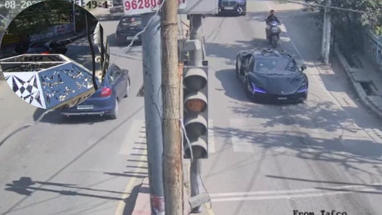 कानपुर लेम्बोर्गिनी हादसे के वक्त का CCTV फुटेज, टक्कर मारते ही आरोपी शिवम के बाउंसर उसे उठाकर ले भागे, वीडियो