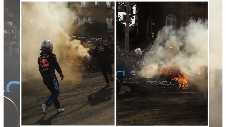 Watch: Yuki Tsunoda's Red Bull F1 Car Catches Fire During San Francisco Showrun