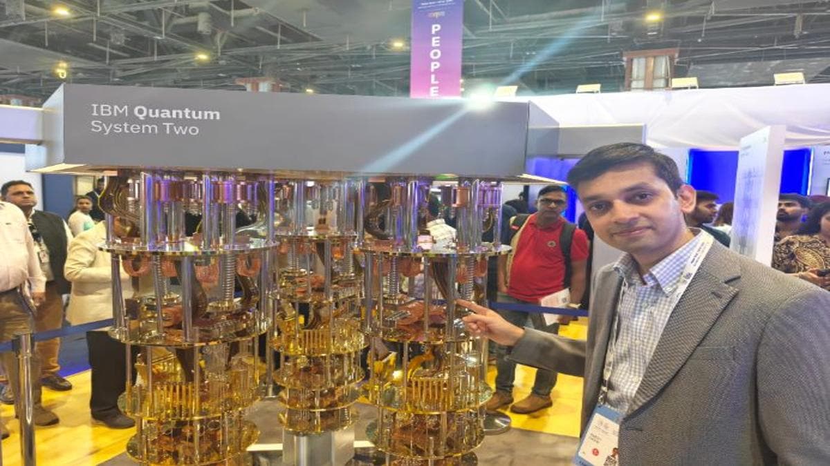 Amithh Singhee, Director of IBM Research India and Chief Technology Officer of IBM India and South Asia, beside a replica of IBMs Quantum computer. "The quantum computer does not work like a normal computer at all. Not just that it does not look like one, the way you program it, the way it works, is very different," he said. Amithh Singhee, Director of IBM Research India and Chief Technology Officer of IBM India and South Asia, beside a replica of IBMs Quantum computer. "The quantum computer does not work like a normal computer at all. Not just that it does not look like one, the way you program it, the way it works, is very different," he said.