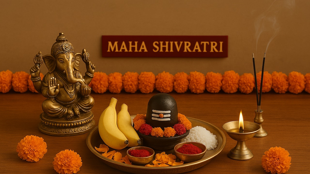 Calm and minimal puja essentials arranged for Maha Shivratri observance
