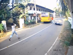 Video: Student Escapes Death As Bus Stops Inches Away From Head In Kerala