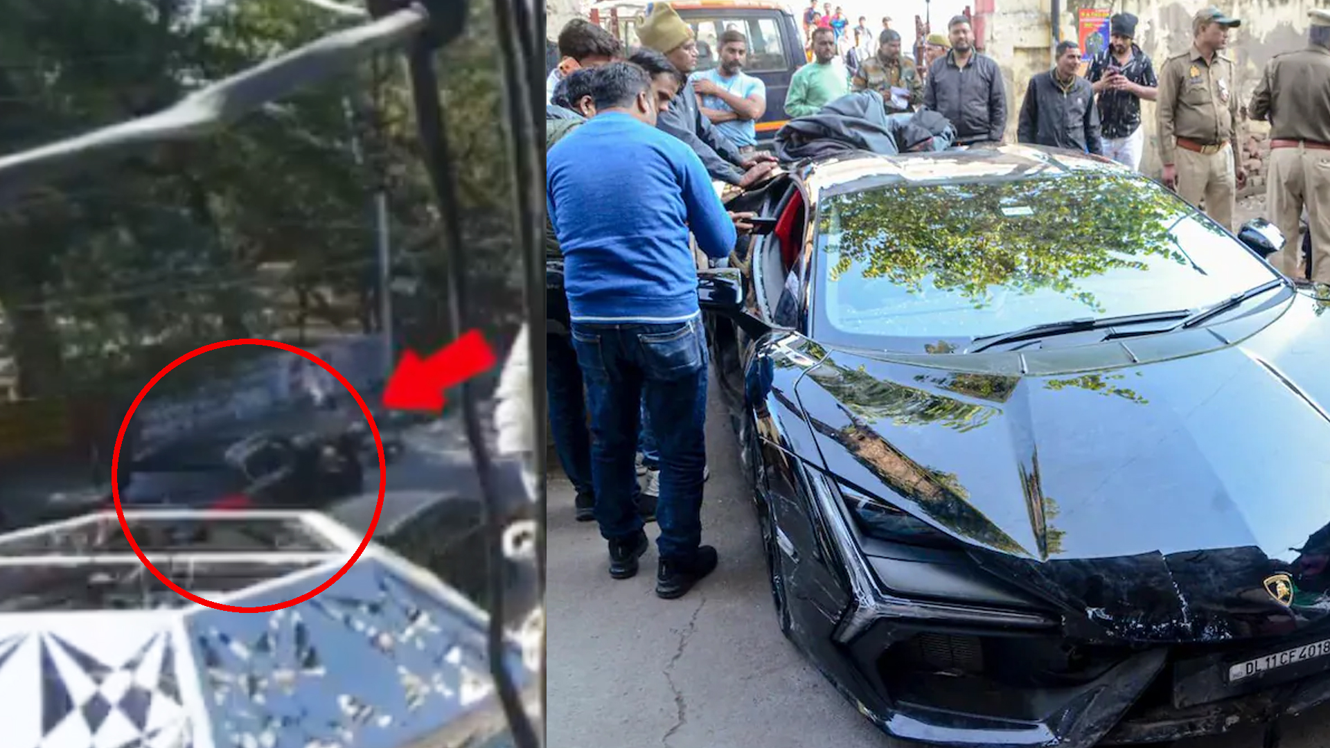 CCTV Shows Lamborghini Driver's Bouncers Running To Extract Him After Crash