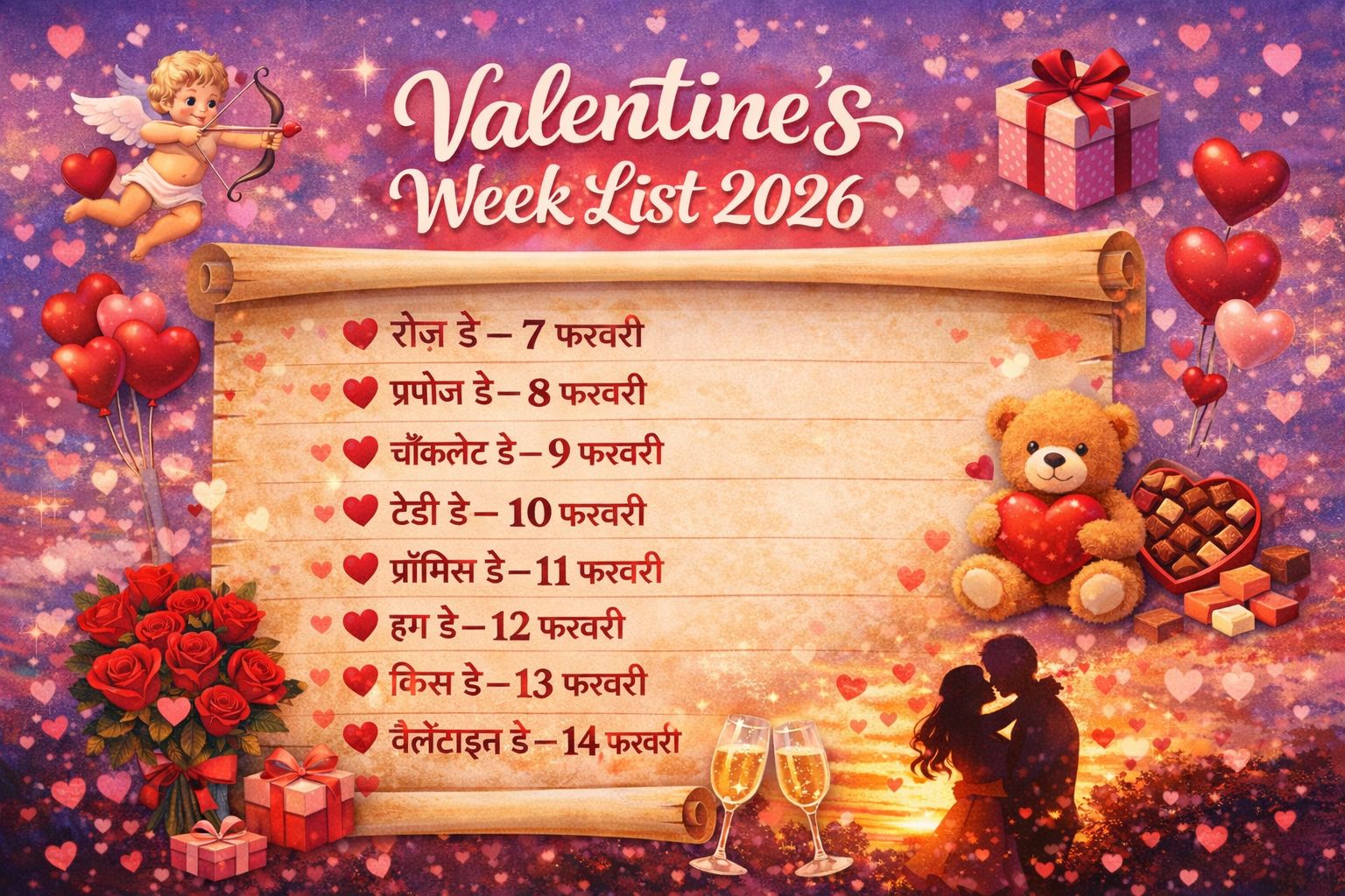 Valentine's Week Full Calendar 2026: रोज डे से लेकर किस डे तक, जानें किस दिन आता है प्&zwj;यार का कौन सा डे