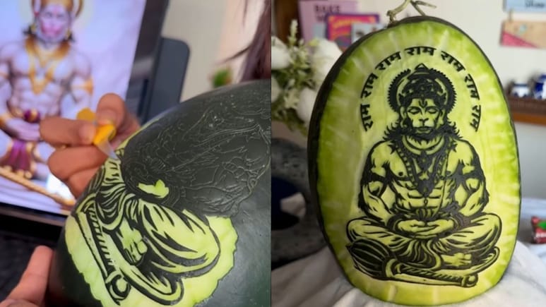 तरबूज पर बनी हनुमान जी की तस्वीर Viral, Video देख भावुक भक्तों ने लगाया &lsquo;जय श्री राम&rsquo; का जयकारा