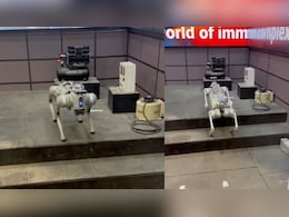 AI समिट में खूब लुभा रहा रोबोटिक डॉग, निपटा सकता है सेना के लिए निगरानी जैसे काम