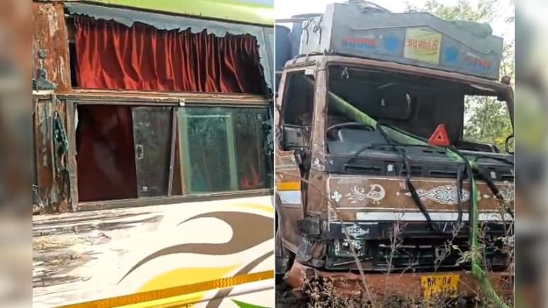 नेशनल हाईवे-46 पर बस और आयशर ट्रक की भिड़ंत; महिला यात्री की मौत, तीन लोग घायल&nbsp;