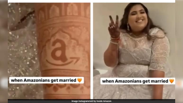 दुल्हन ने मेहंदी में बनवाया Amazon का स्माइल लोगो, देख दूल्हे ने दिया ऐसा रिएक्शन...हो गया वायरल