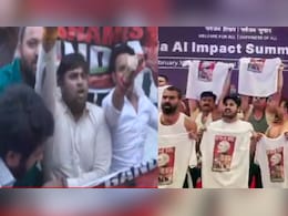 राहुल गांधी के आवास के बाहर बीजेपी कार्यकर्ताओं का प्रदर्शन, AI समिट में हंगामे का किया विरोध