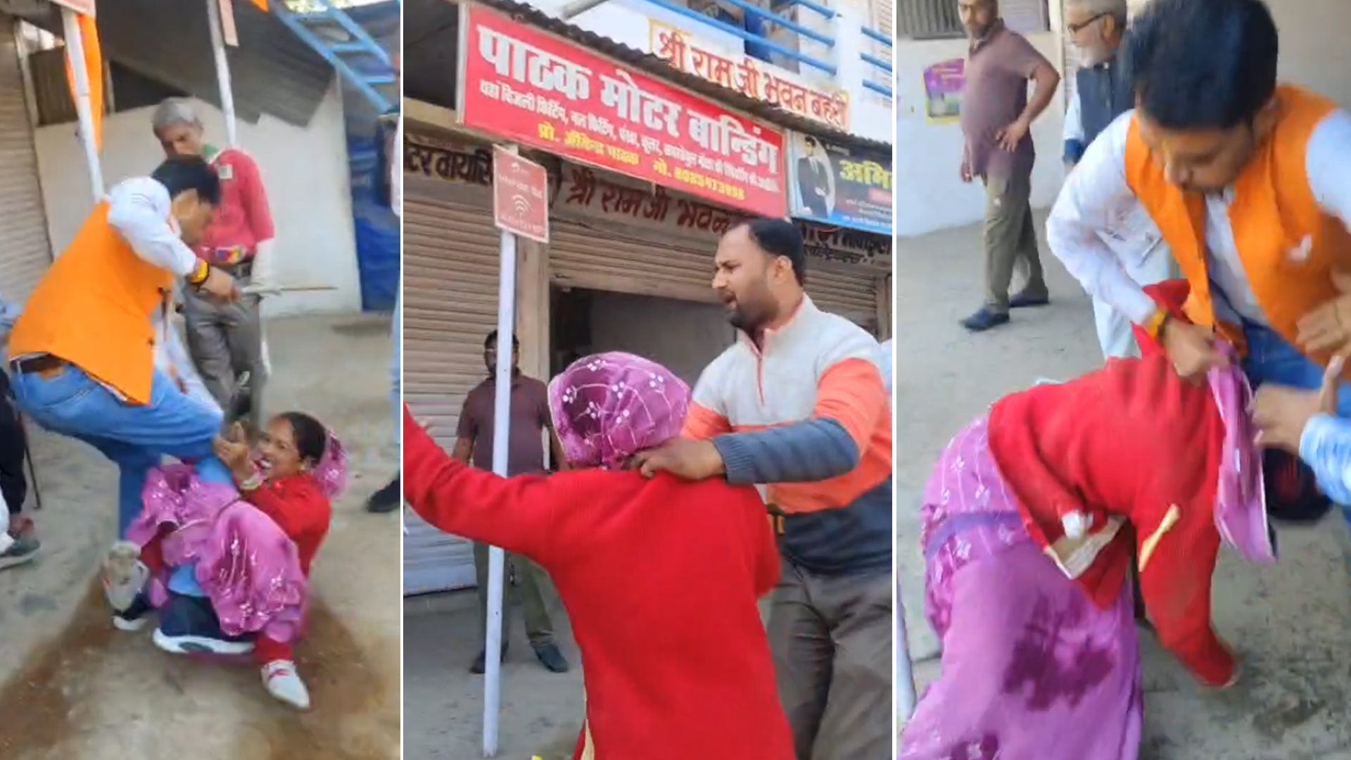 Video: Slipper-And-Stick Fight In Madhya Pradesh Over Setting Up Kiosk