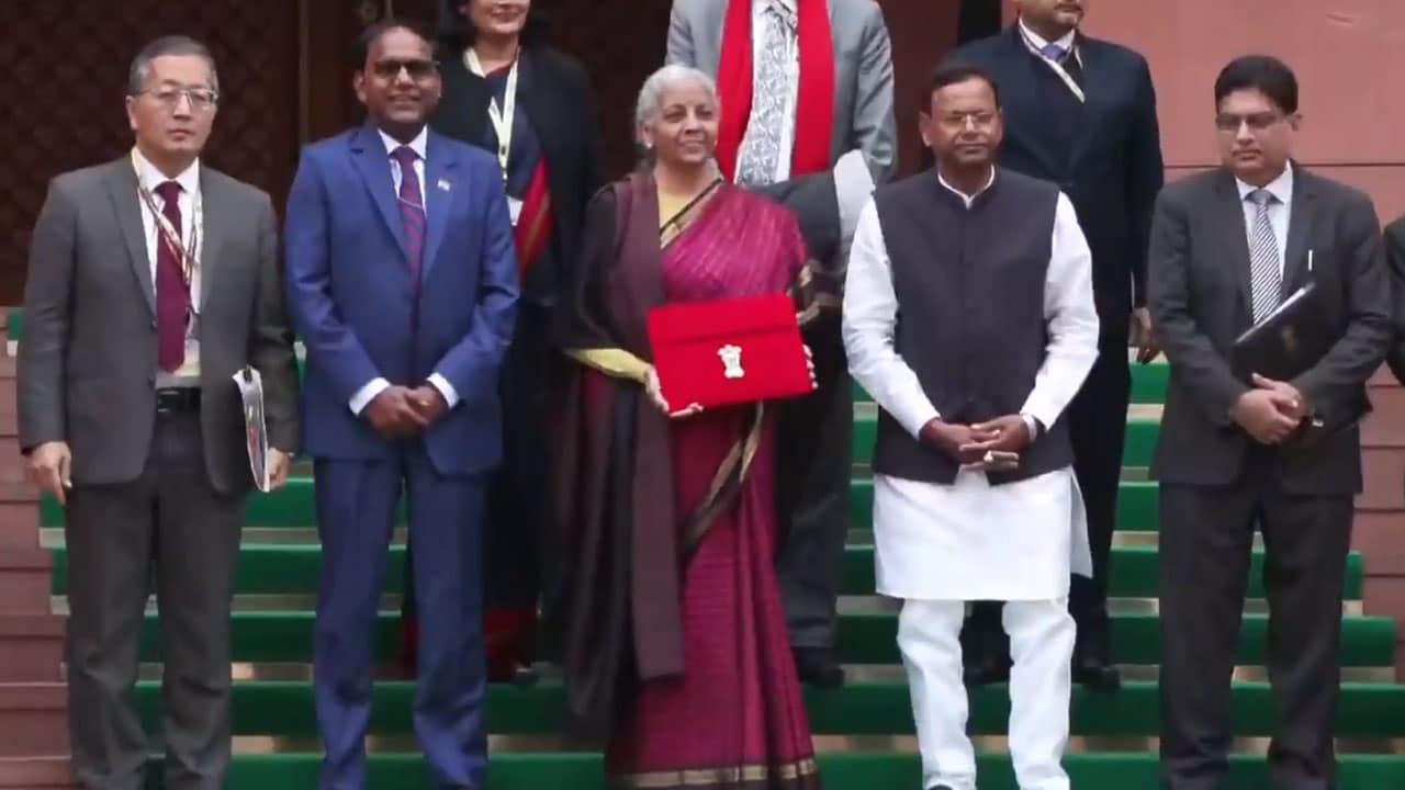 Nirmala Sitharaman Arrives In Parliament Ahead Of 9th Consecutive Budget