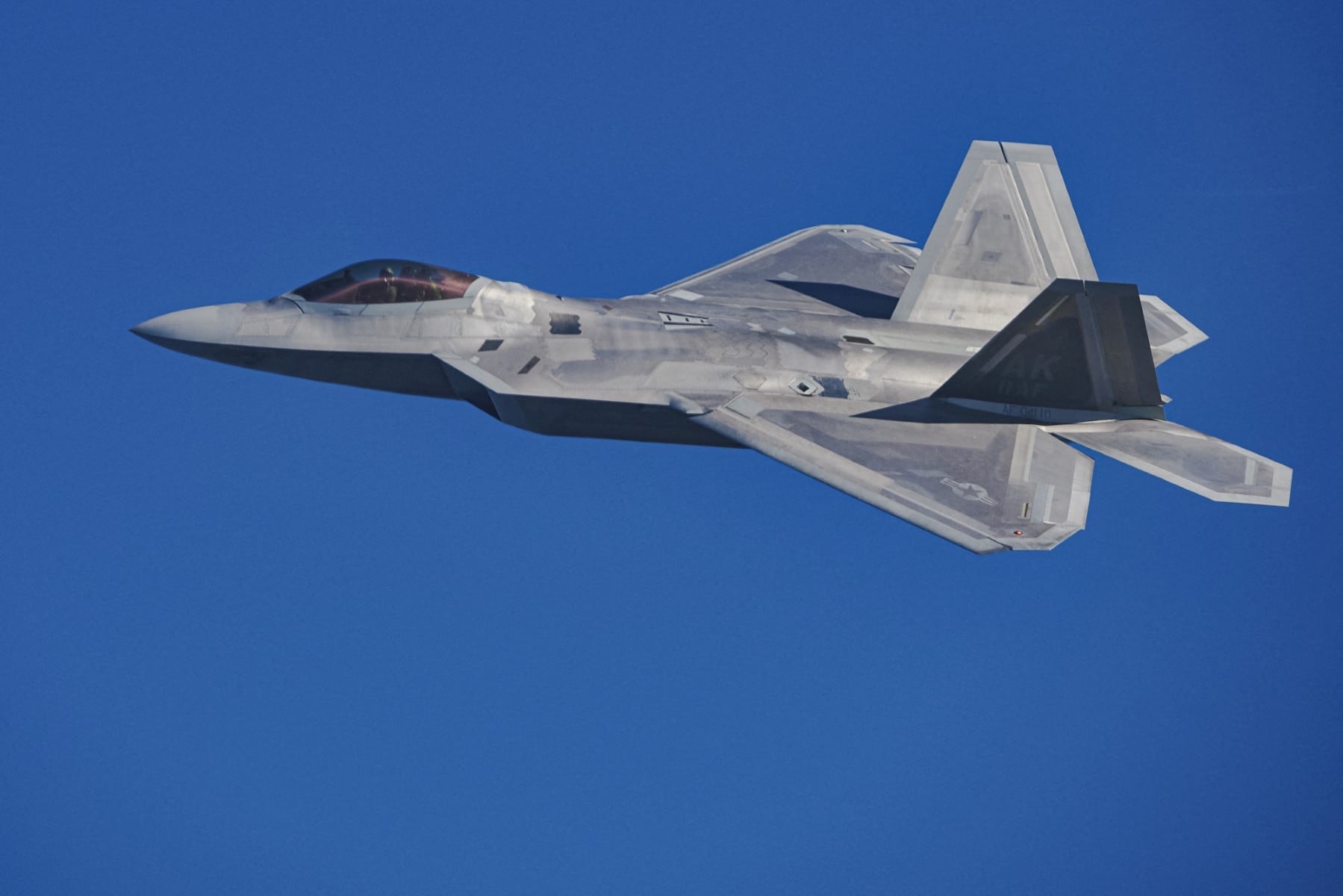 A F 22 Raptor fighter jet takes part in the NATO Air Shielding exercise near the air base in Lask, central Poland on October 12, 2022