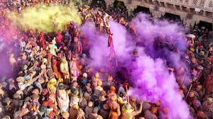 Mathura's Nandgaon Explodes In Color As Holi Joy Takes Over The Streets