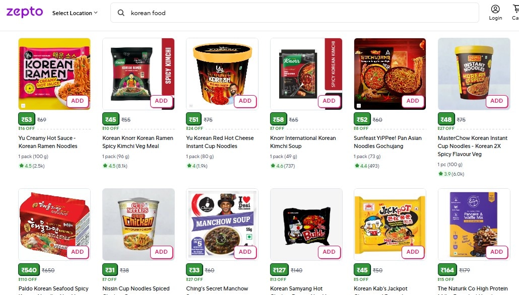 korean food now. Photo: Zepto/Author 