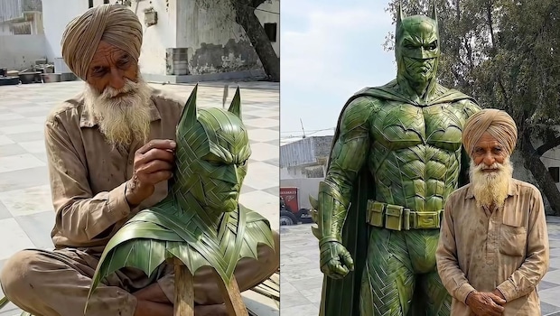 Man Crafts Stunning Batman Statue From Coconut Leaves, Video Goes Viral