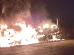 Video: Towering Flames As Oil Tanker Explodes After Collision In UP