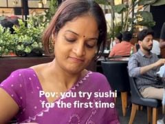 Indian Woman Eats Sushi For The First Time, Like She Eats Rice With Hands (Desi-Style)