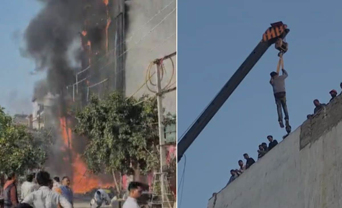 मथुरा: वृंदावन के होटल में लगी भीषण आग, कई लोग फंसे, क्रेन से लोगों निकाला जा रहा बाहर