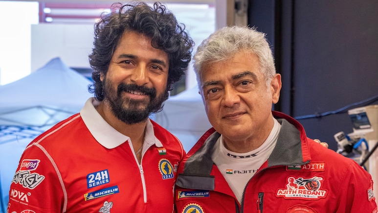 <i>Parasakthi</i> Actor Sivakarthikeyan Feels The 'Adrenaline Rush' After Meeting Ajith At Yas Marina Circuit In Abu Dhabi, See Pics