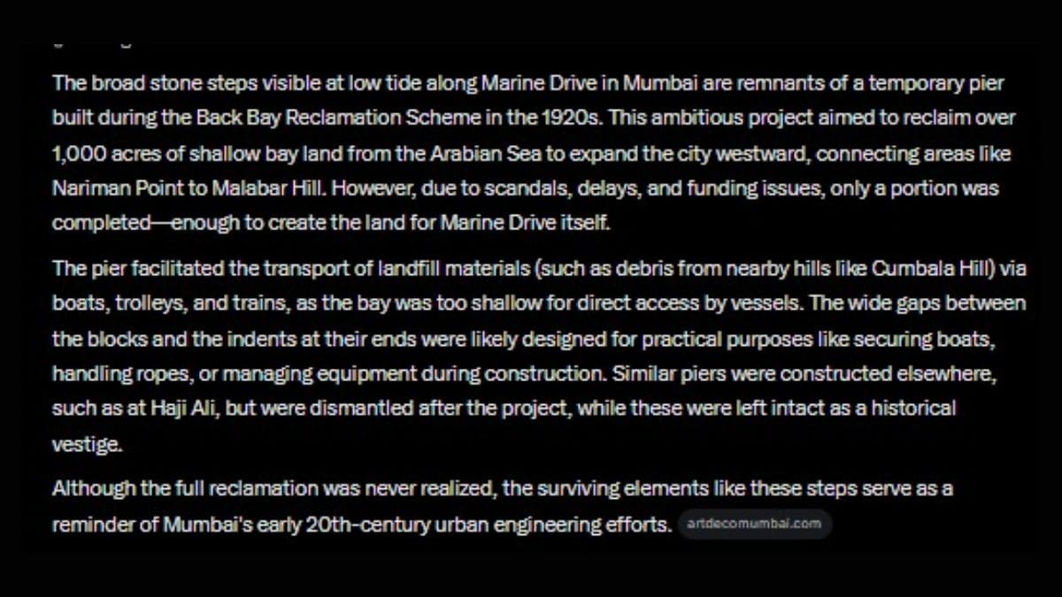 As for the mysterious gaps and indents, the chatbot suggested that the indents and wide gaps were designed for handling ropes, securing boats, and managing construction equipment.