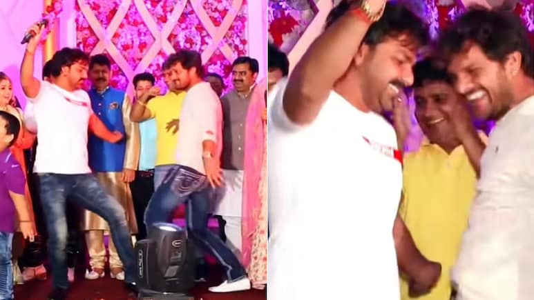 पवन सिंह और खेसारी ने 'सज के सवर के' पर डांस से उड़ाया गर्दा, एक साथ जब किया हुक स्टेप तो जमकर बजी सीटी