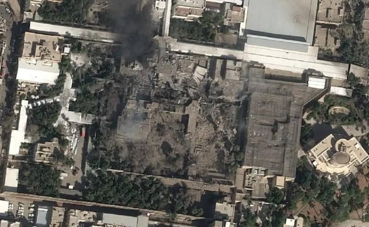 Satellite image shows massive damage near Khameneis house in Tehran.