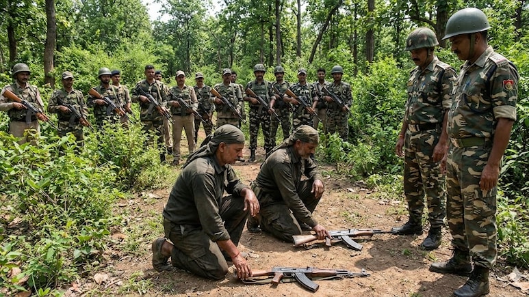 छत्तीसगढ़ में 15 नक्सलियों ने किया सरेंडर, इनमें 9 महिला, 6 पुरुष;&nbsp;AK47 और इंसास जैसे हथियार भी पुलिस को सौंपे&nbsp;