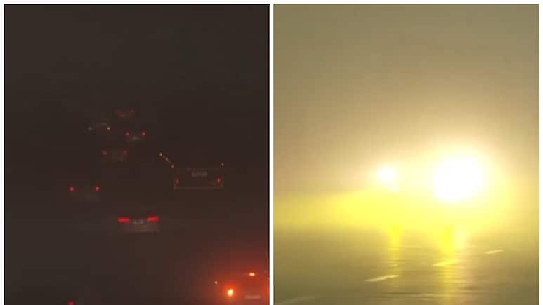 भीषण कोहरे की चादर में लिपटा दिल्ली-एनसीआर, कई इलाकों में बेहद कम हुई दृश्&zwj;यता